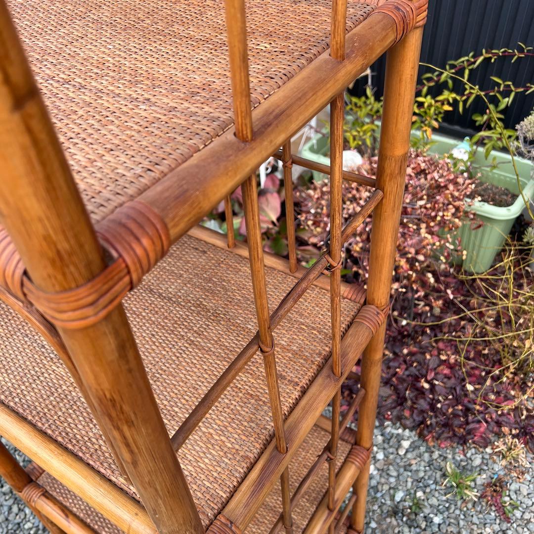 籐家具 ラタン アーチ型 飾り棚 シェルフチェスト エスニック 古民家