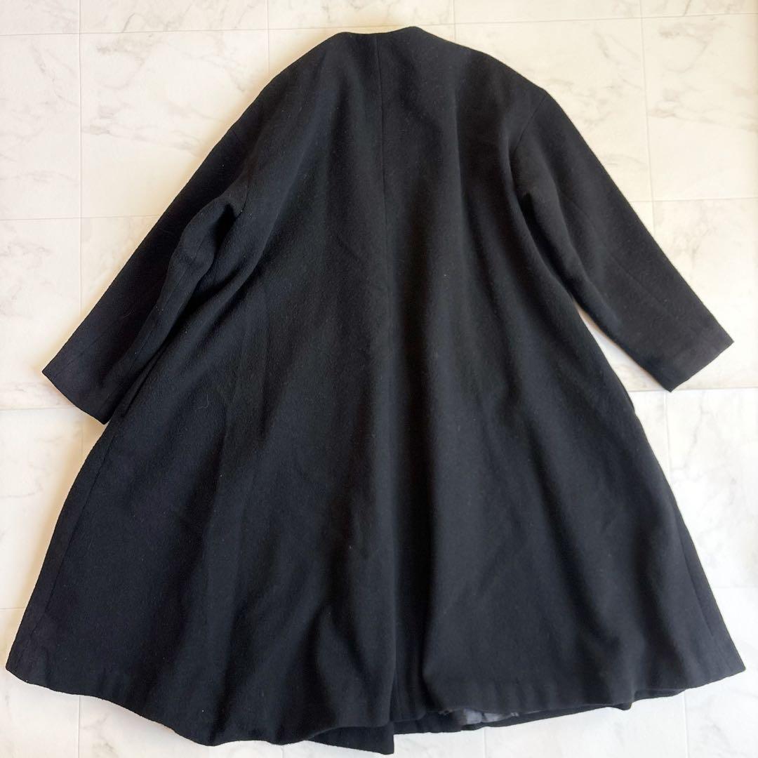 ミズイロインド Vネック フレアコート ブラック