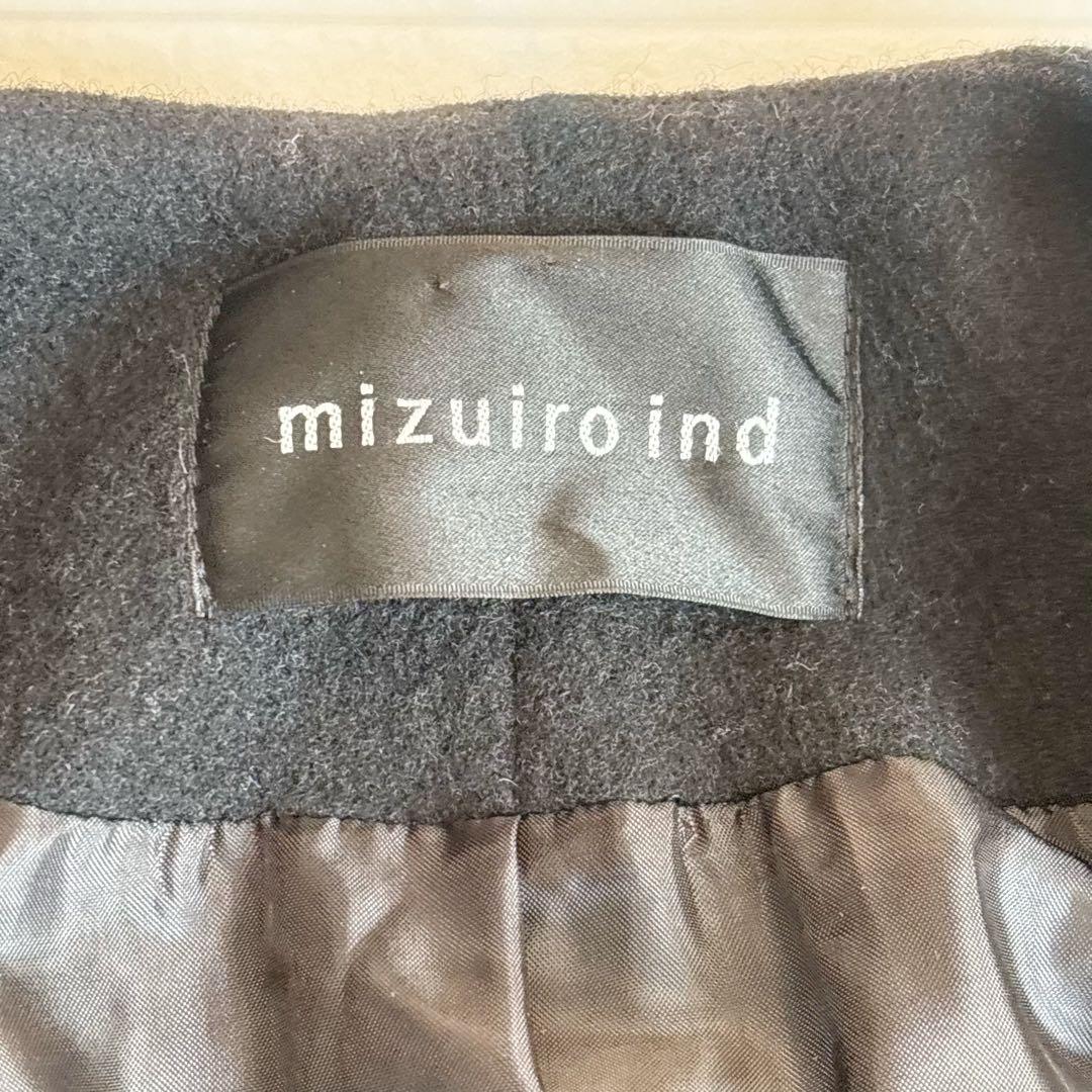 ミズイロインド Vネック フレアコート ブラック