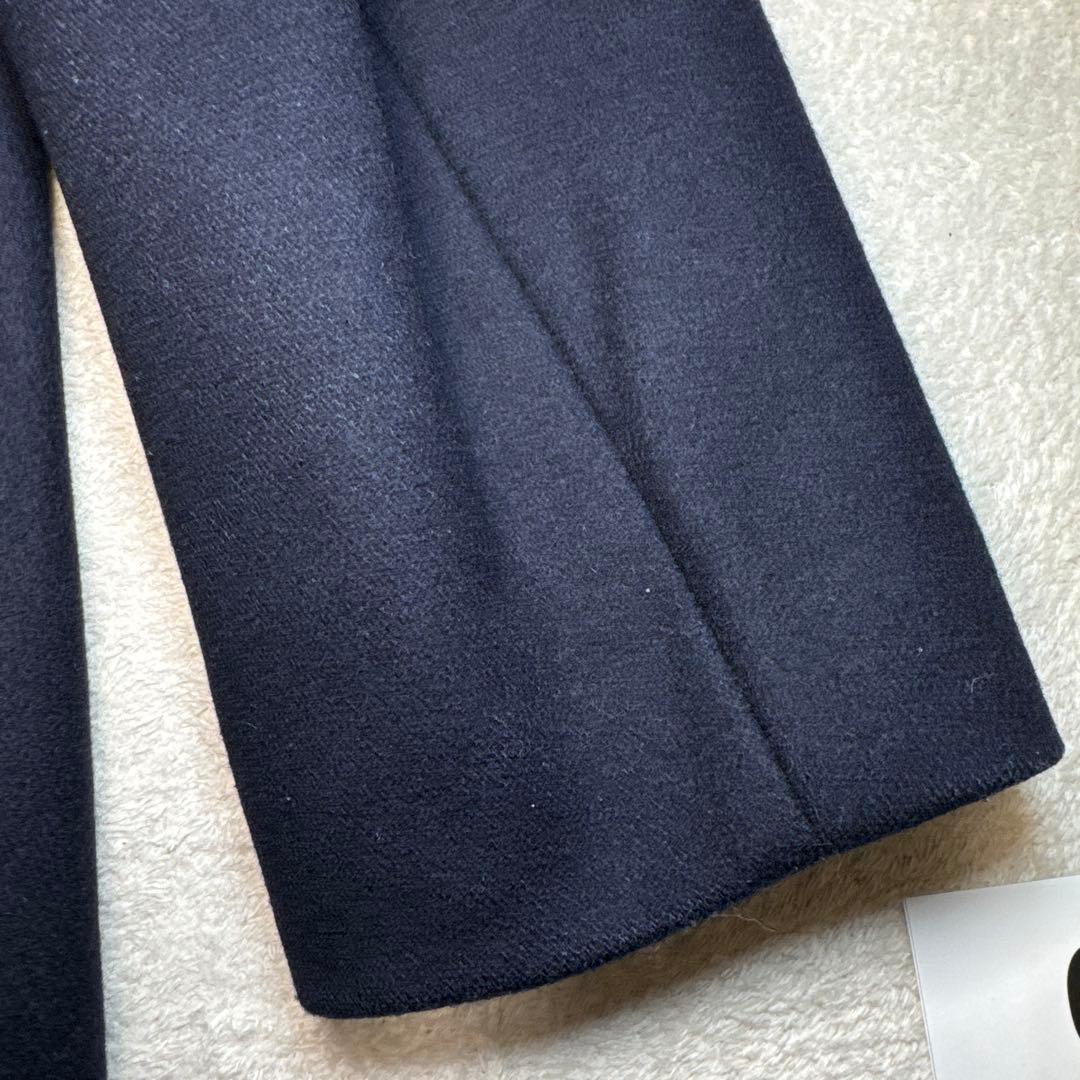 06 美品　セオリー　theory スタンドカラーコート　ネイビー　M カシミア