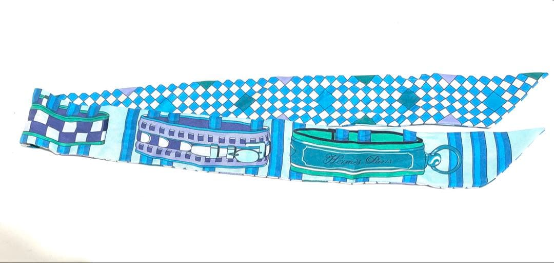 ★HERMES コリエドシアン リミックス ブルー ツイリー シルク 真贋済