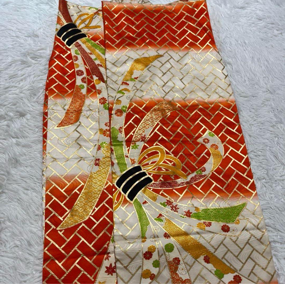 七五三　5歳　7歳　アンティーク　オレンジ　白