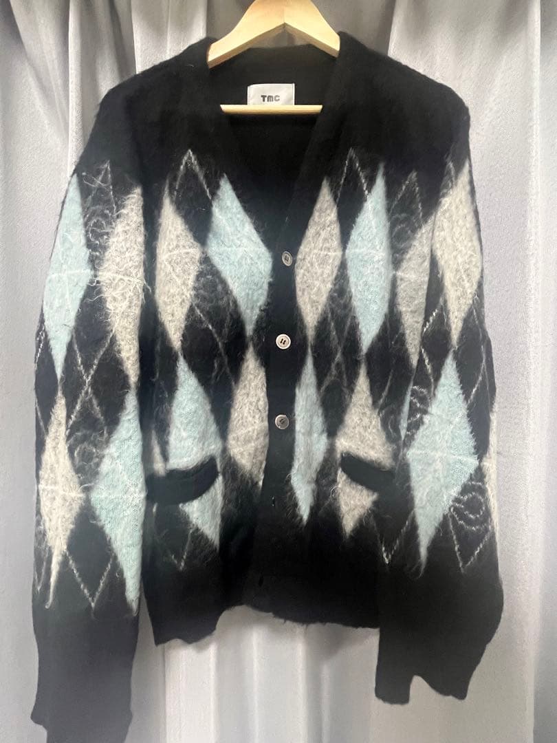 the モンゴリアンチョップスtmc アーガイルモヘアカーディガン