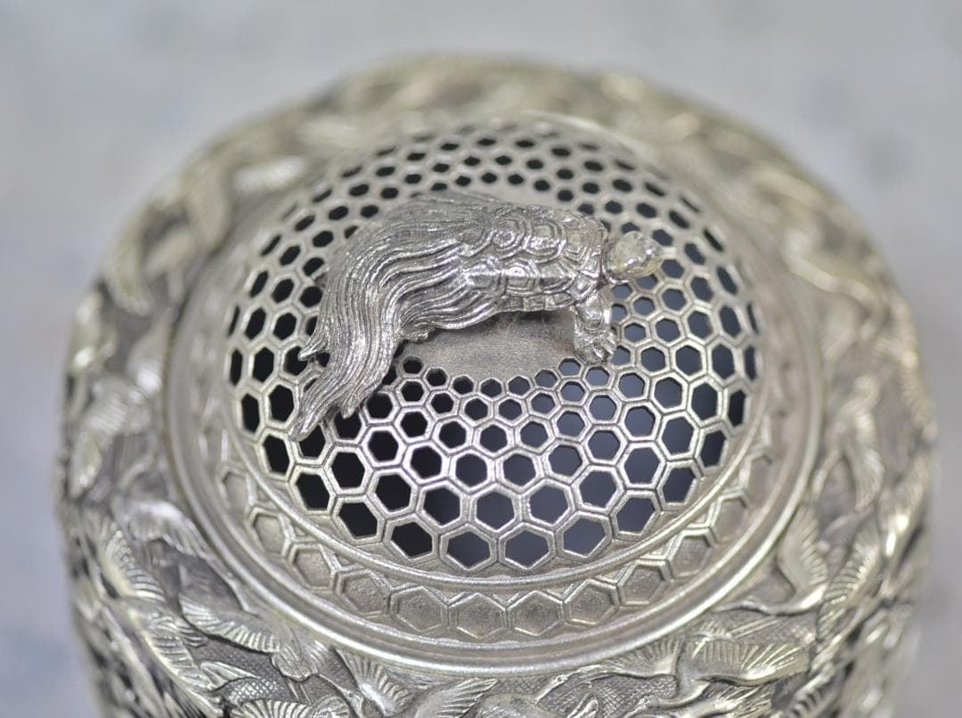 佐野宏采造（彫金作家）華鶴香炉 共箱 金属工芸