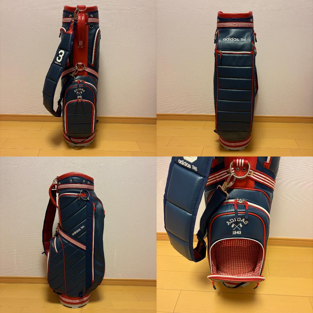 adidas】キャディバッグ ゴルフバッグ ネイビー×レッド 希少