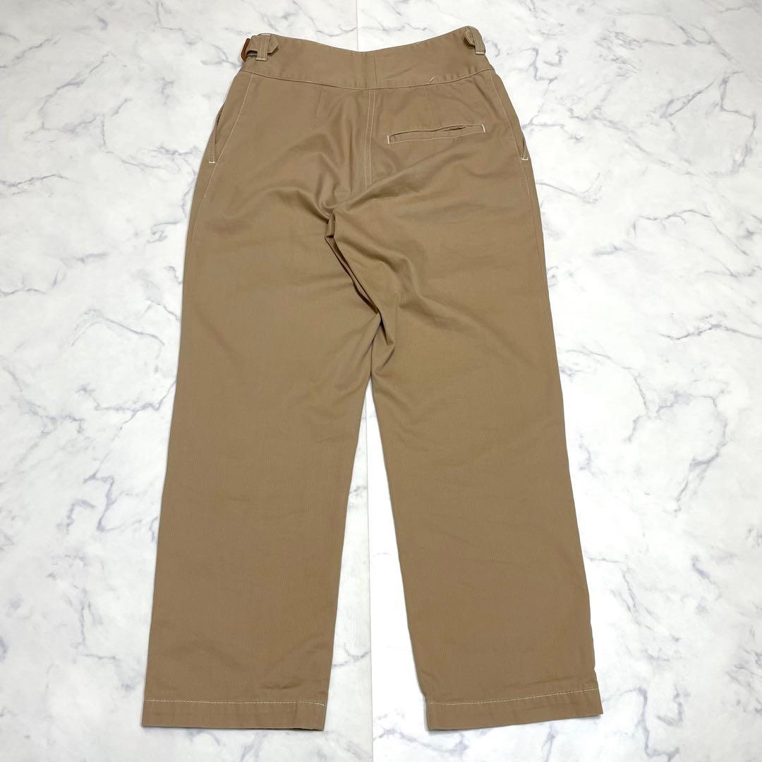 LOEWE ロエベ イタリア製 ベルト付 ハイウエスト ワイドチノ パンツ36