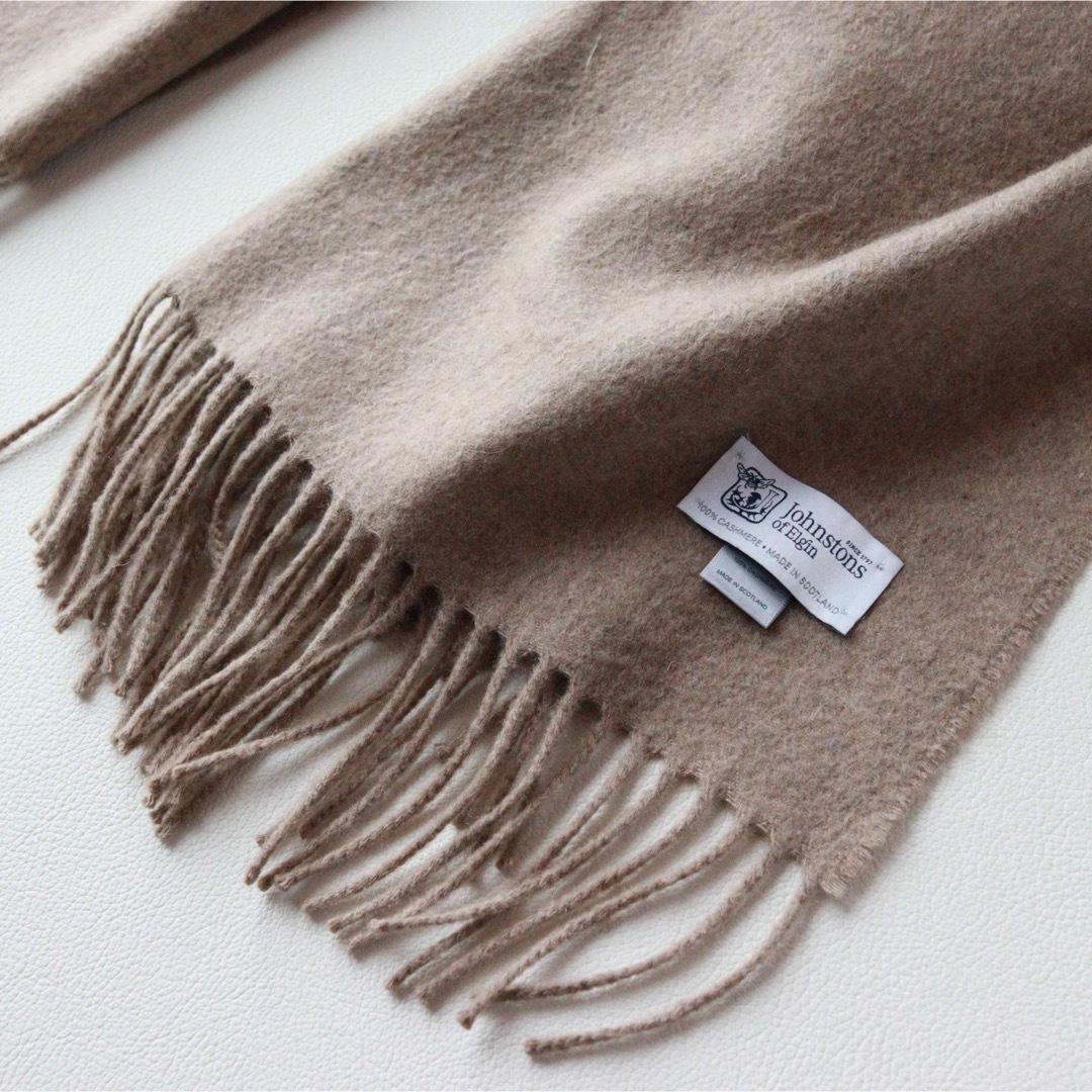 5454【人気色】ジョンストンズ　大判ストール カシミヤ100％ ベージュ