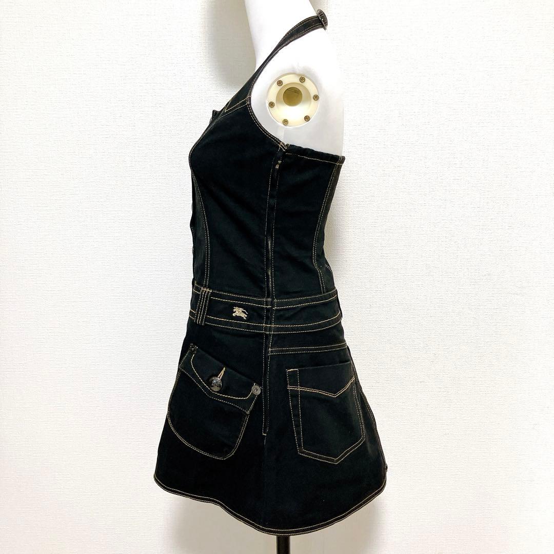 バーバリーブルーレーベル　デニムホルターネックワンピース　36