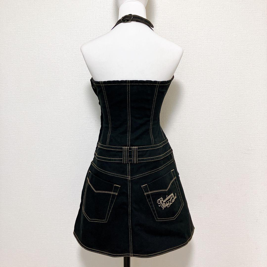 バーバリーブルーレーベル　デニムホルターネックワンピース　36