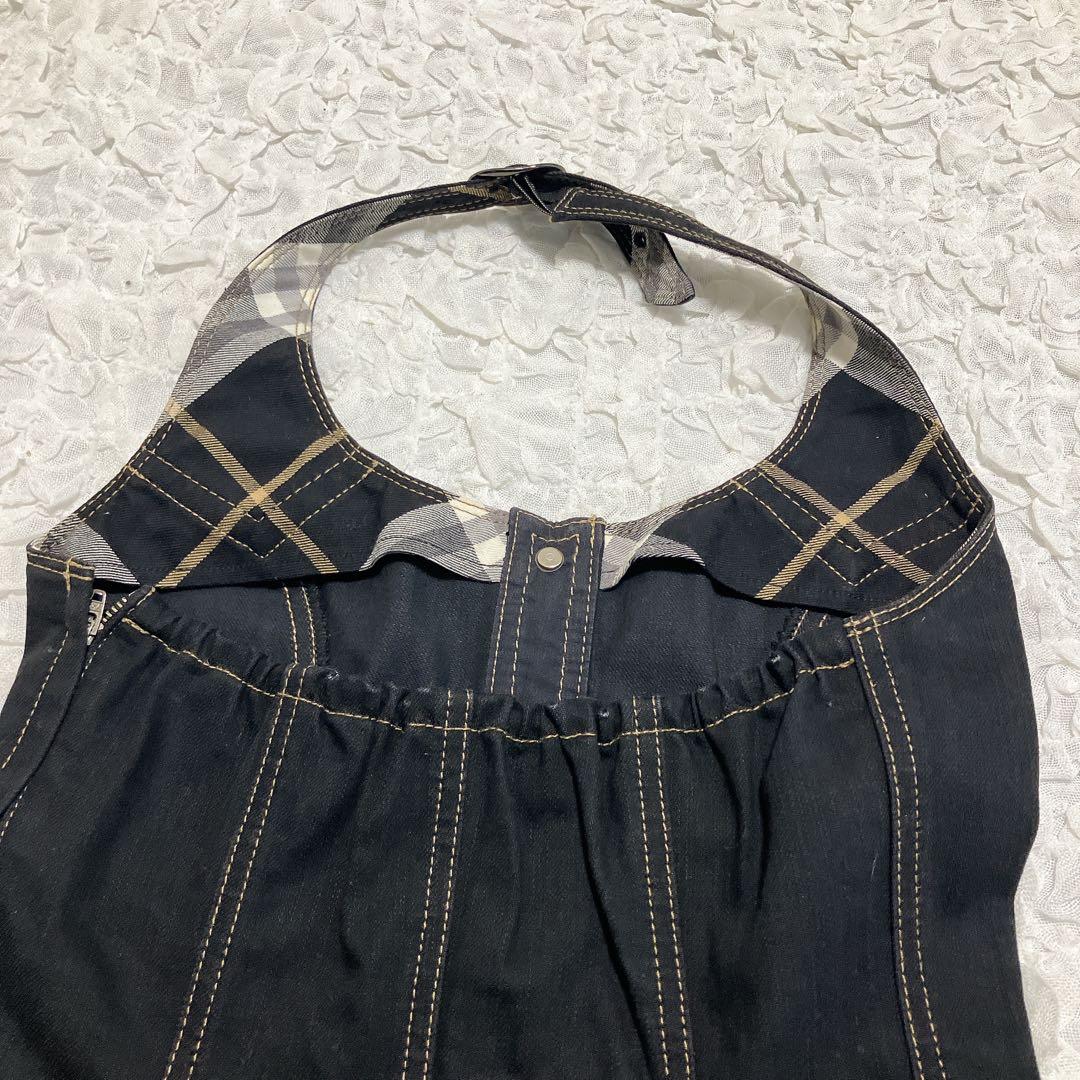バーバリーブルーレーベル　デニムホルターネックワンピース　36