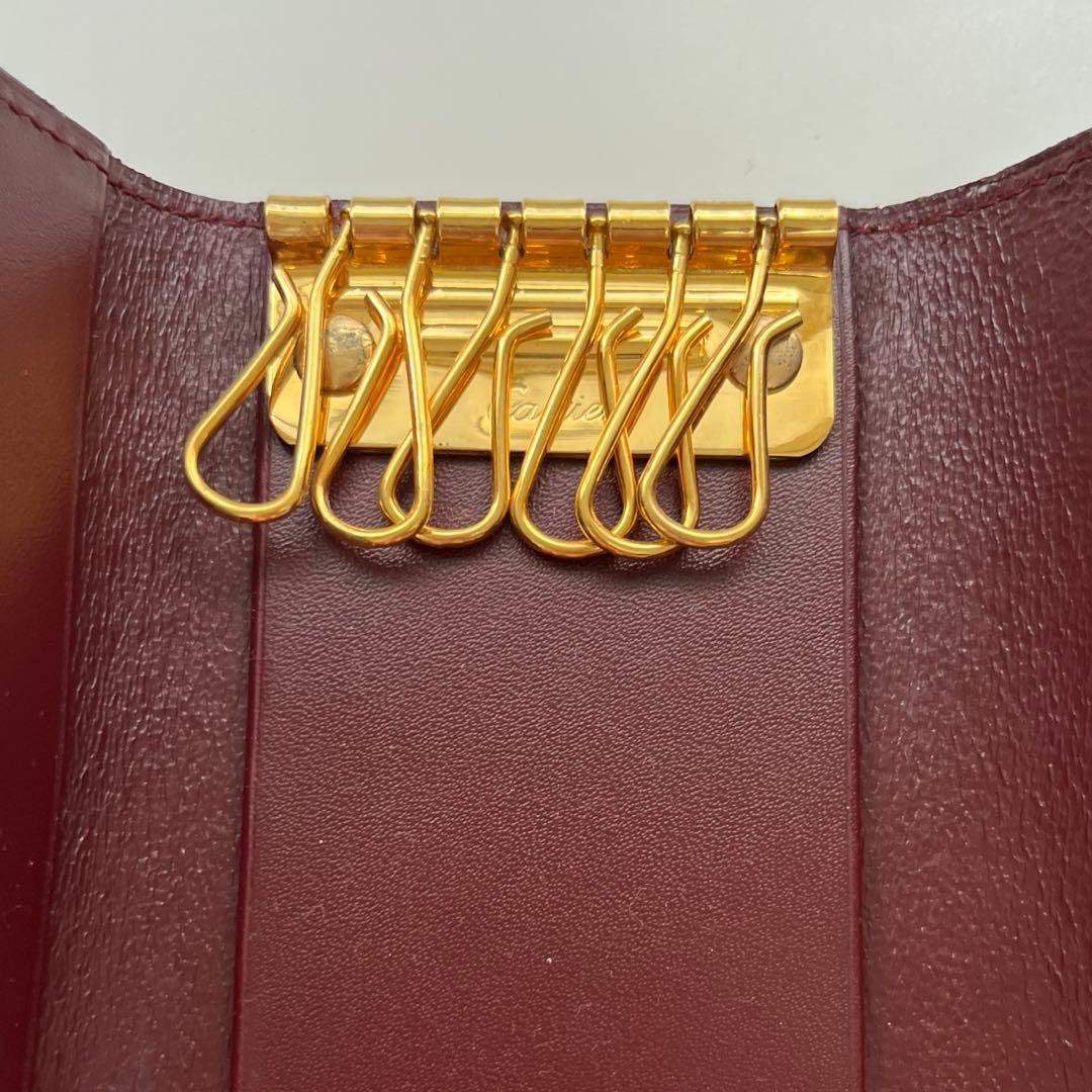 正規品カルティエ　Cartier キーケース　バーガンディ　レザー　ボルドー　赤