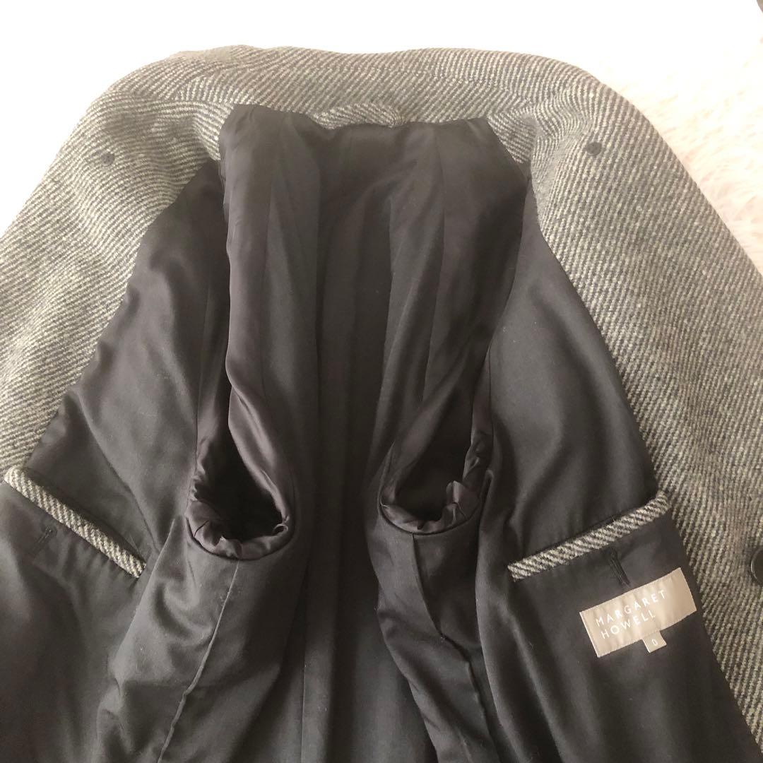 美品 マーガレットハウエル ソフトツイード チェスターコート ダブルブレスト