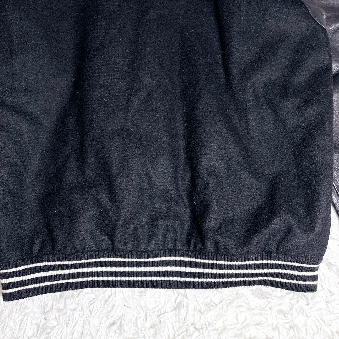 希少 00s PRODUCT 袖レザー スタジャン 刺繍 L ブラック レア