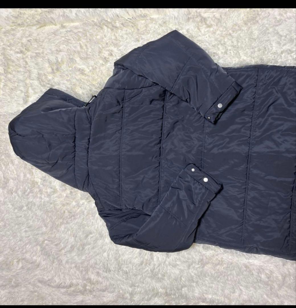 美品HUG.U ハグユーベンチコート 中綿ロングコート ネイビー Ｌ