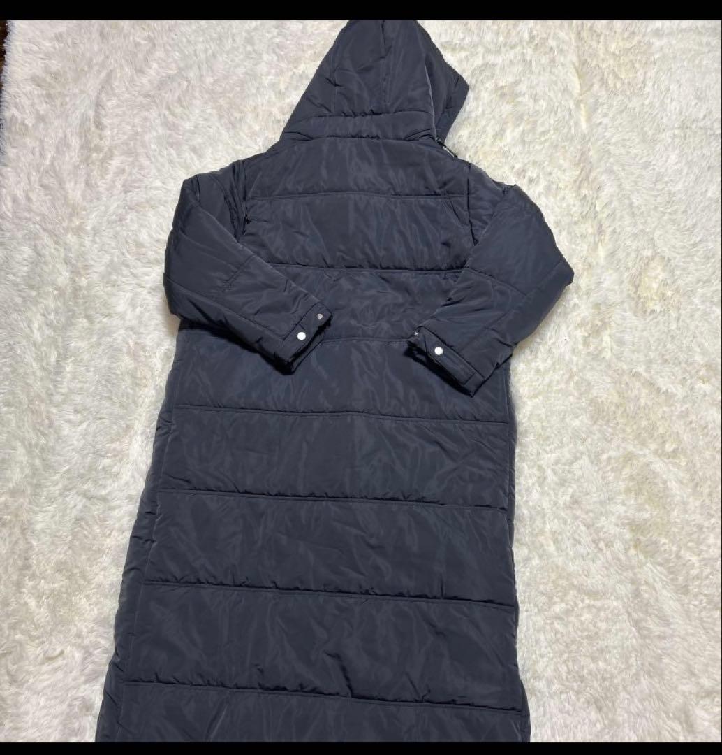 美品HUG.U ハグユーベンチコート 中綿ロングコート ネイビー Ｌ