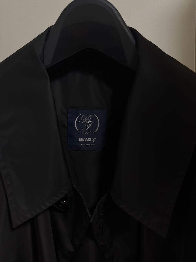 beamsf/ナイロンコート/ブラック/50サイズ/ステンカラーコート/美品