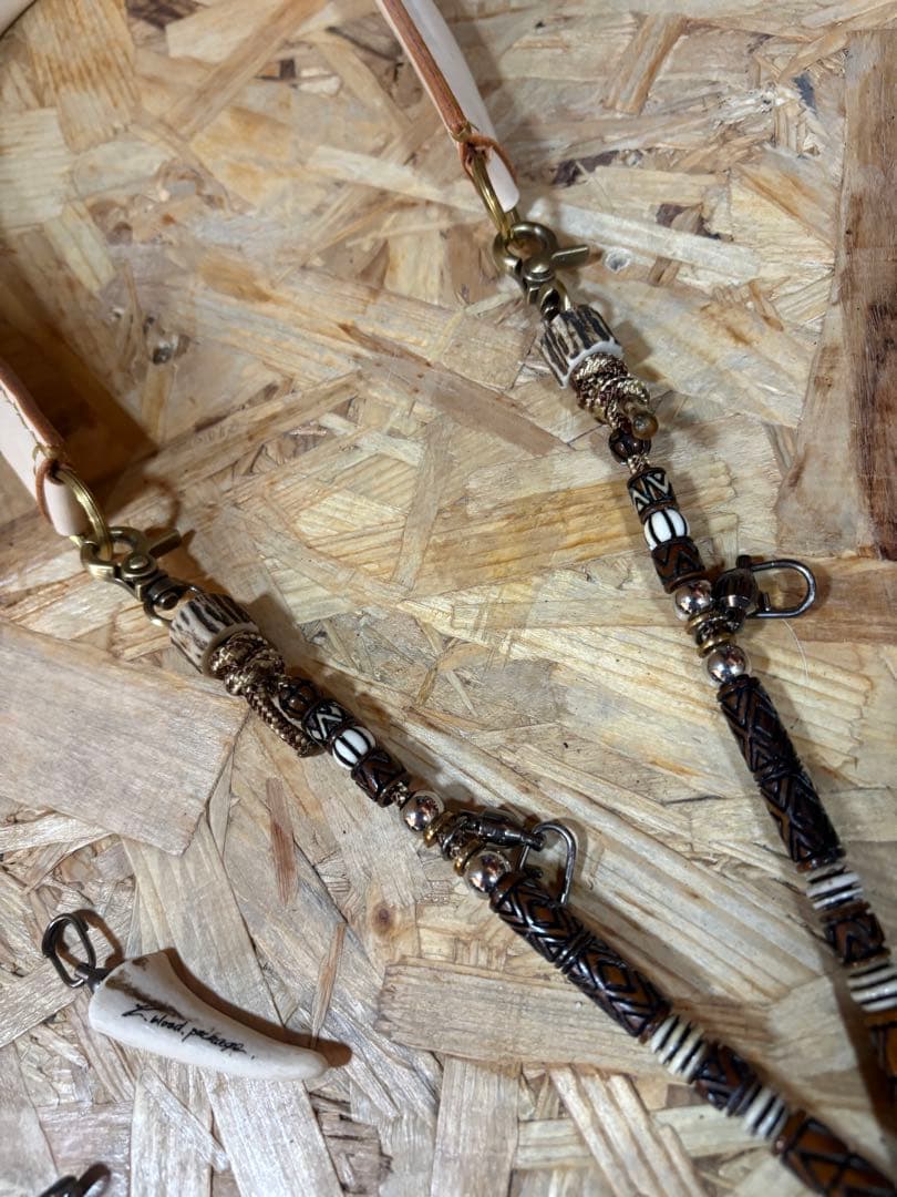 K.blood.package ハンドルメイド銘杢目厳選鹿角ラニヤード　本革