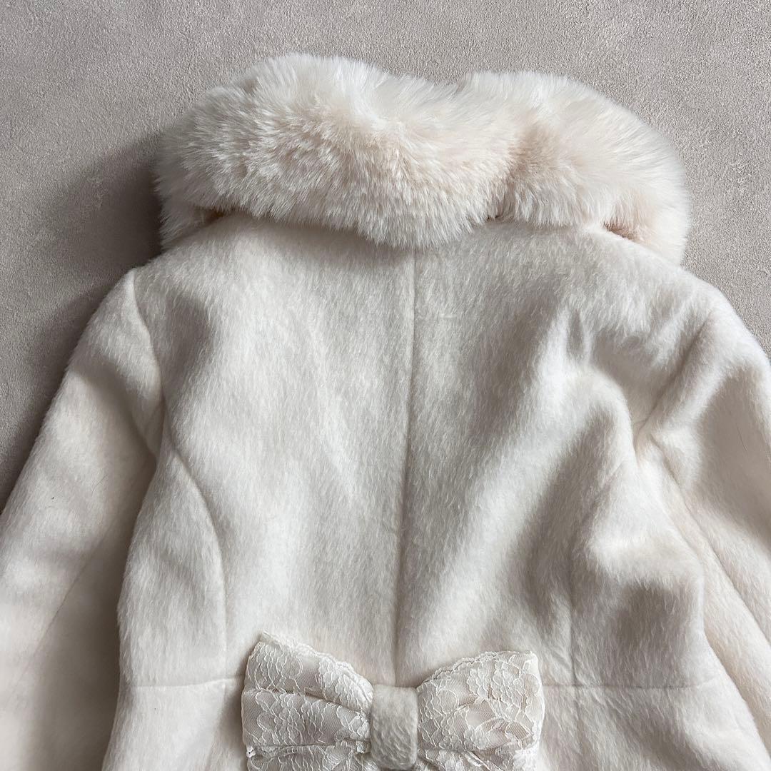 訳あり★MA＊RS ポケットレースシャギーロングコート 地雷系 量産型 ホワイト