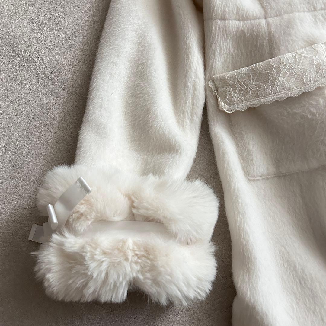 訳あり★MA＊RS ポケットレースシャギーロングコート 地雷系 量産型 ホワイト