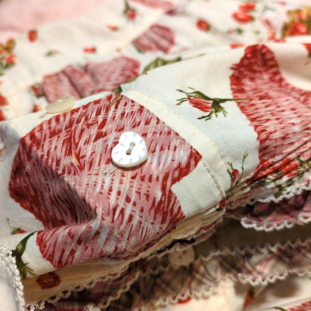 ピンクハウス ベリーベリーハート スカート 苺 ピコフリル 生成り パッチワーク