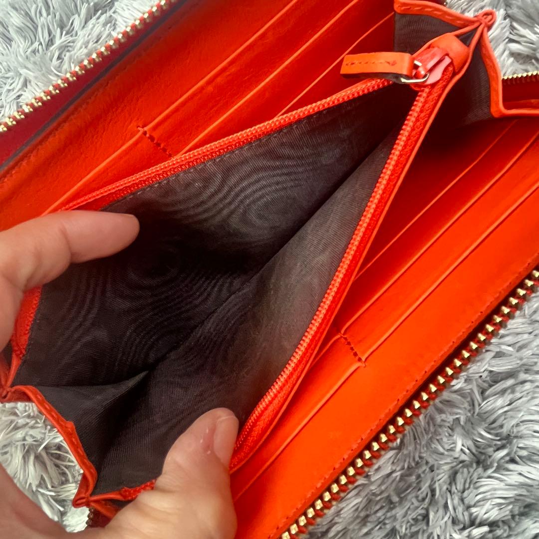極美品✨GUCCI マイクロシマ　ラウンドファスナー　オレンジ　長財布