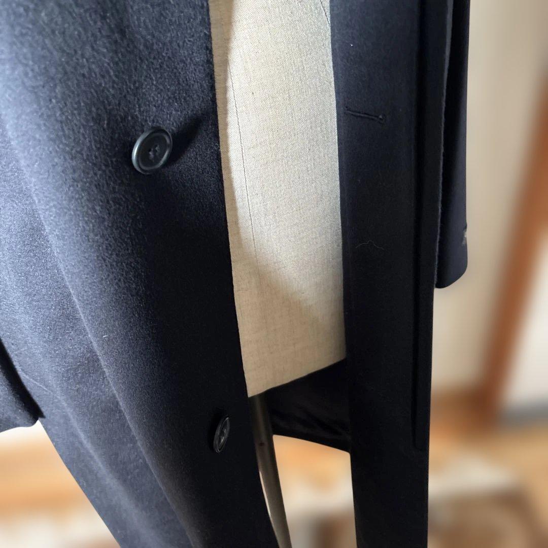 【新品】カシミア100% メンズステンカラーコート 濃紺　ロングコート175㎝