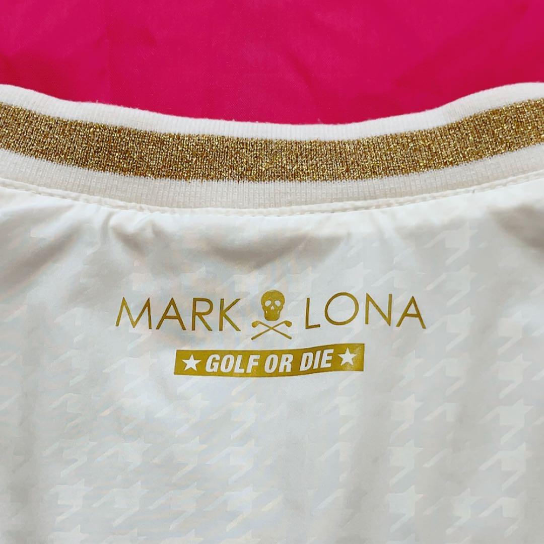 マークアンドロナ 千鳥 スニード 裏起毛 ナイロン スカル 白 ゴールド