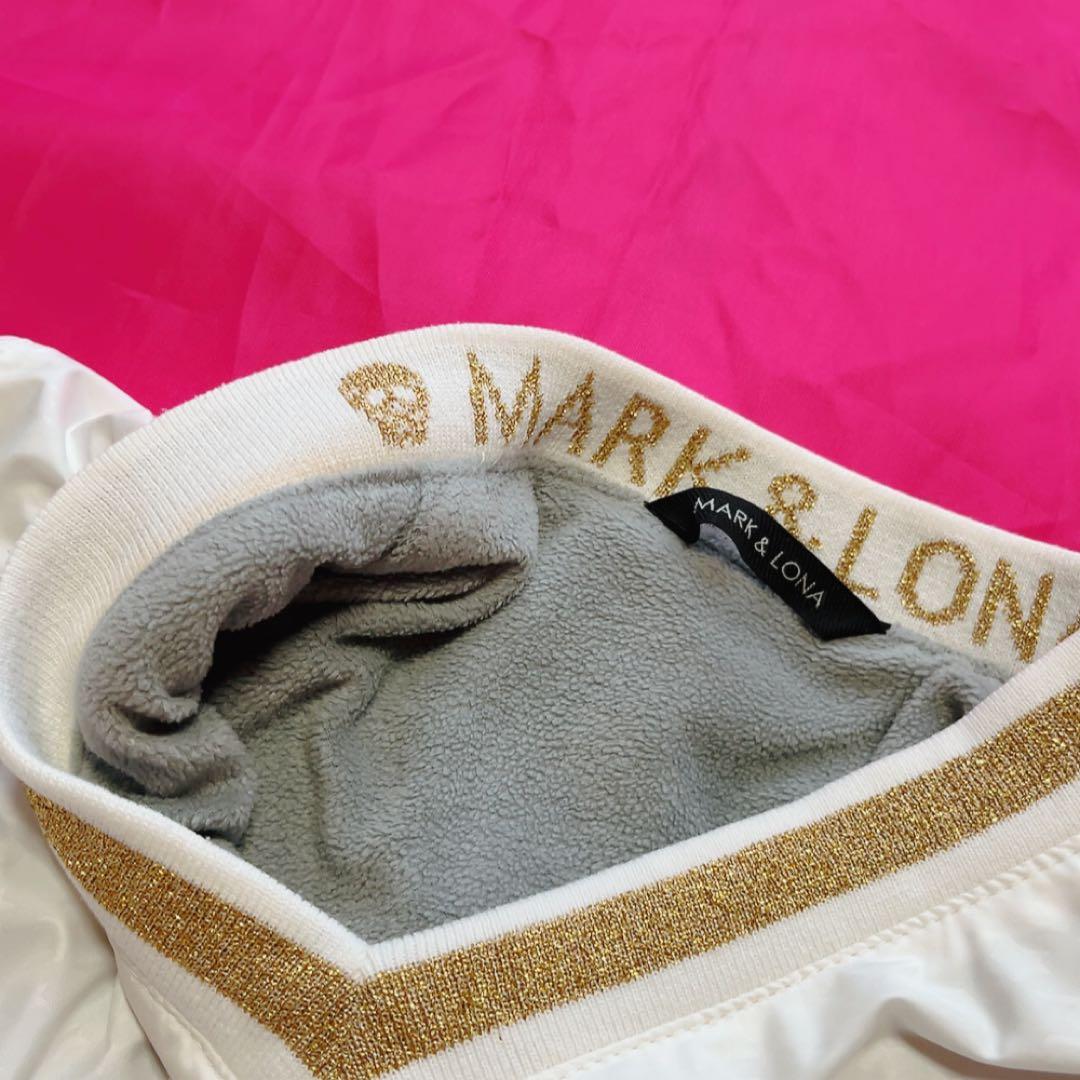 マークアンドロナ 千鳥 スニード 裏起毛 ナイロン スカル 白 ゴールド