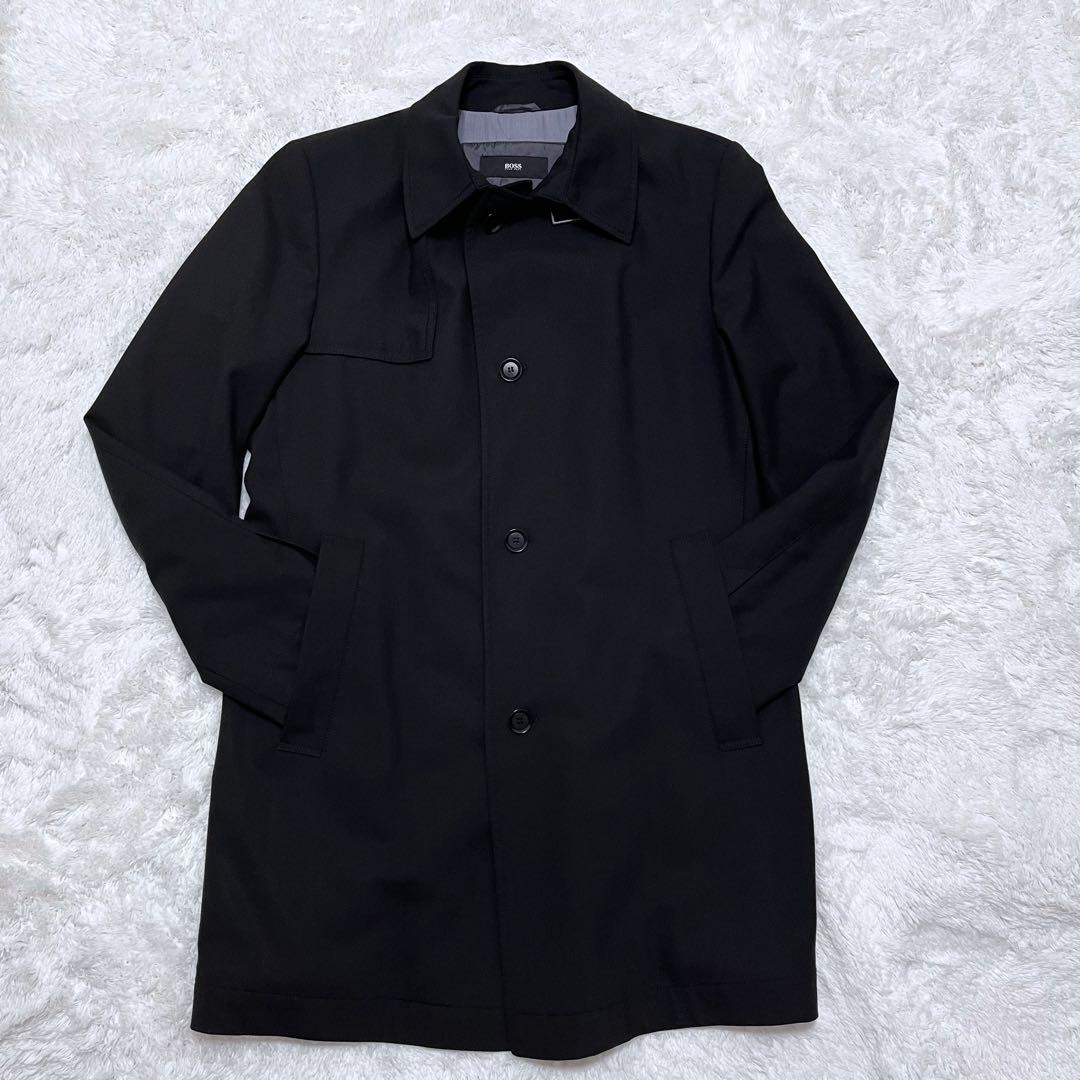 【GORE-TEX】HUGO BOSS ステンカラーコート 防水 黒 50 L