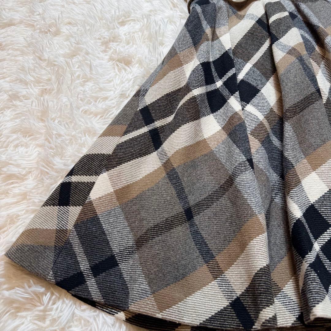 未使用級 バーバリーブルーレーベル ウール ノースリーブワンピース ベルトリボン