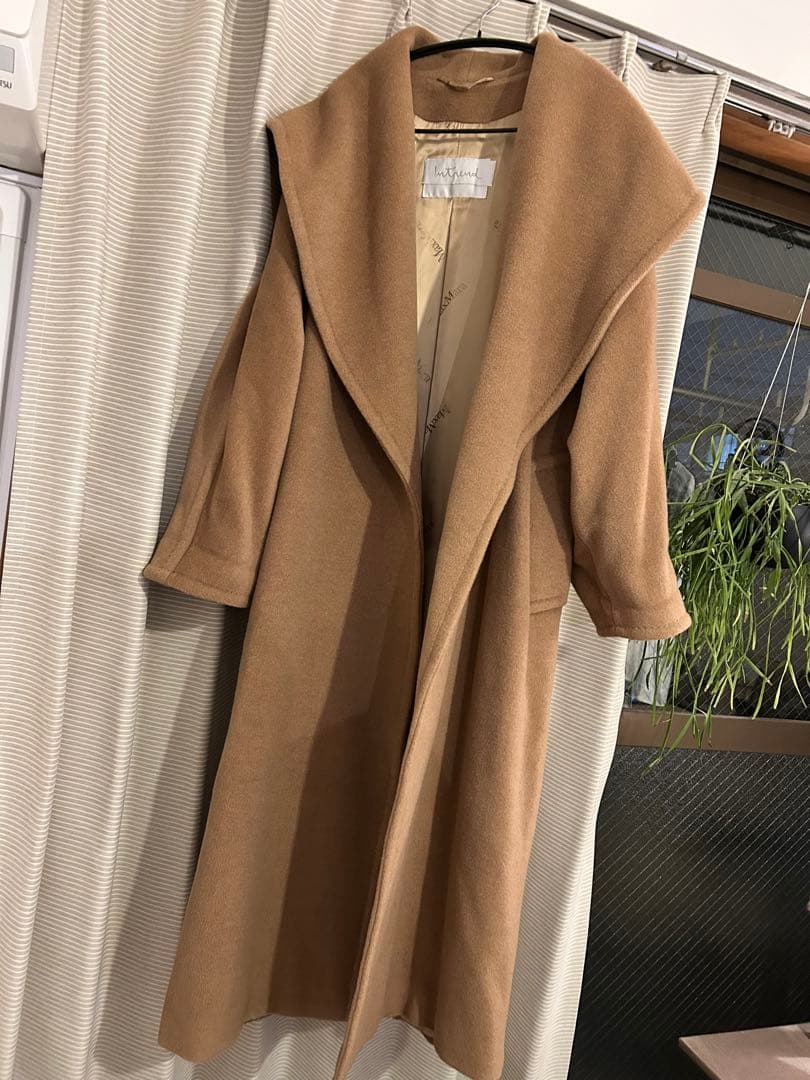 キャメル100% 白タグ マックスマーラ Intrend ベルテッド コートXL