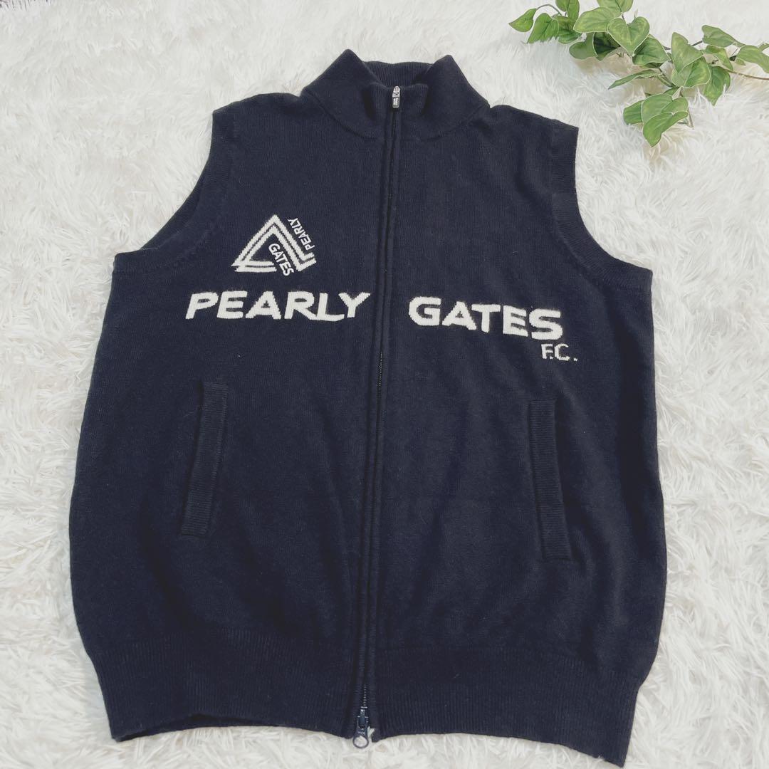 PEARLY GATES 天竺ニットベスト カシミア100% ダブルジップ