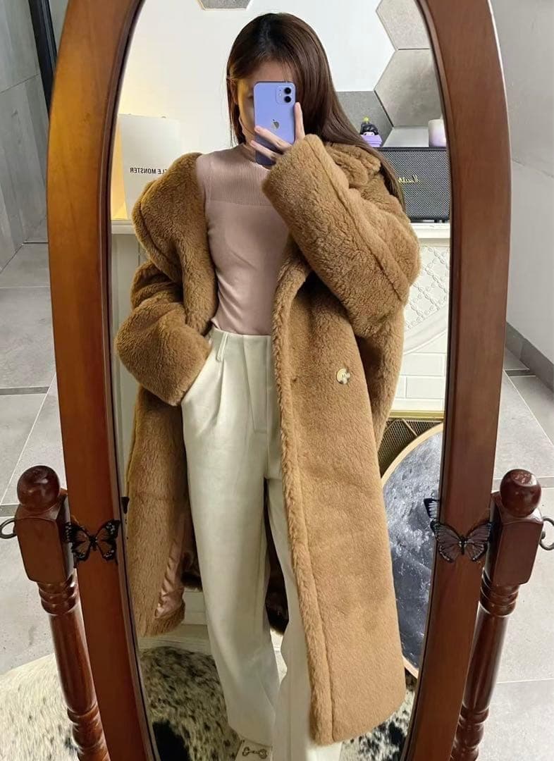 新型最新作❗️ベアロングコート テディコート ライトブラウン