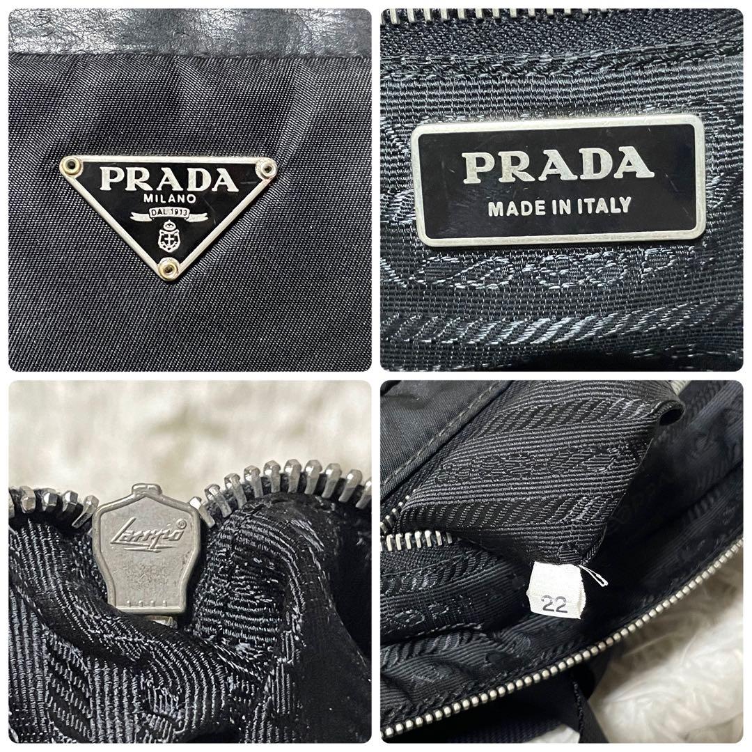 【美品】PRADA プラダ　カメラバッグ　ナイロン　レザー　ブラック　斜め掛け