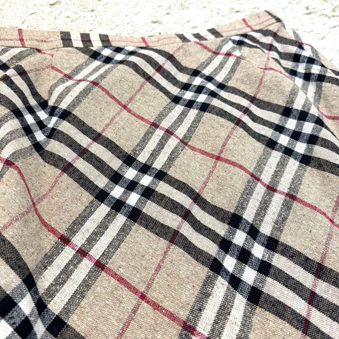 バーバリー　ノバチェックフレアスカート　ロングスカート　リネン　シルク　38