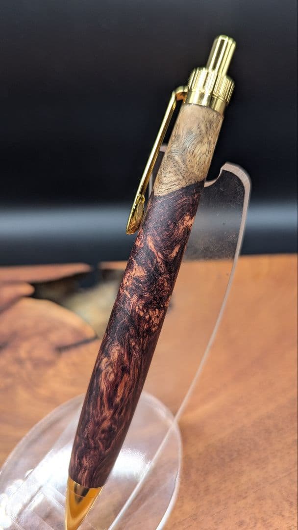 590超極上ホンジュラスローズウッド瘤杢　木軸シャーペン　ボールペン