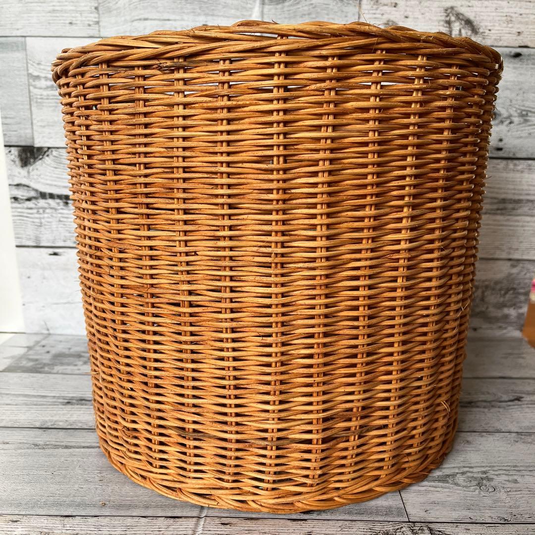 ラタン バスケット 収納 かご 籐 リビング ずんどう オシャレ 存在感