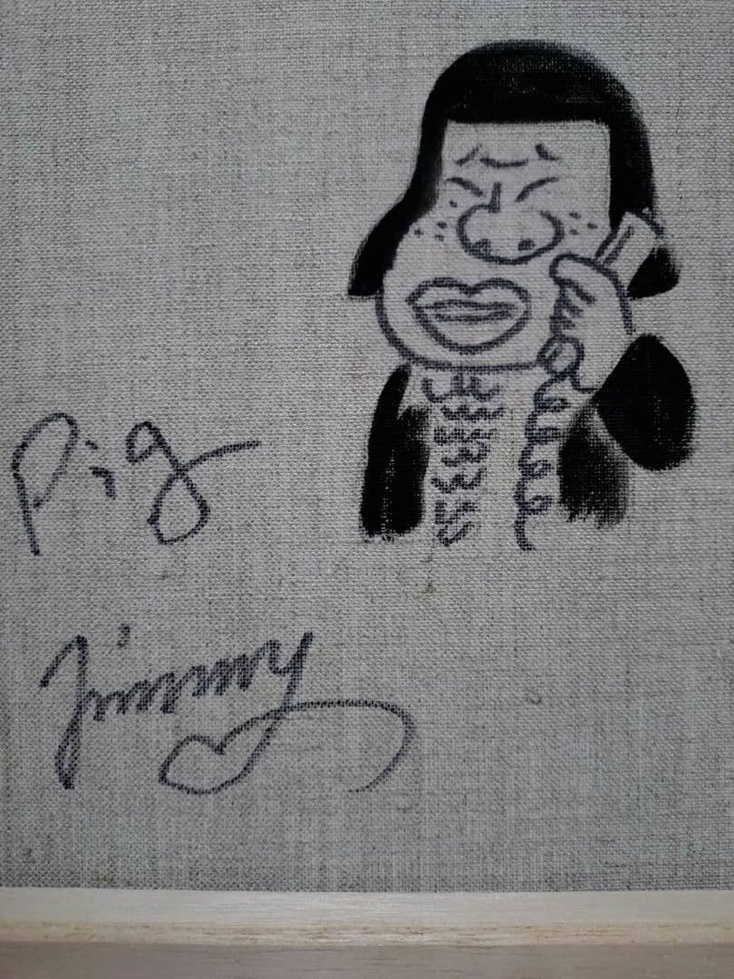 F6号】ジミー大西【Pig】手描き作品/表裏サイン/油彩/アクリル/絵画