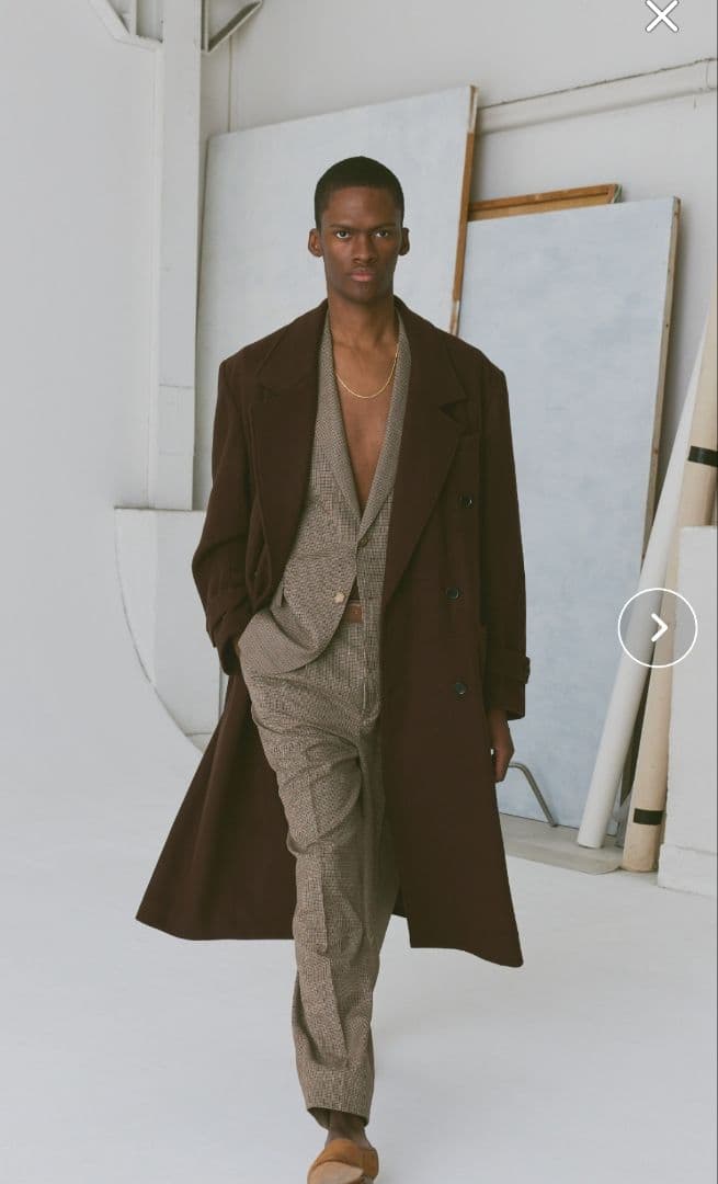 ato アトウ ノーカラー ロングコート メンズLAYERED COAT（ノーカラー