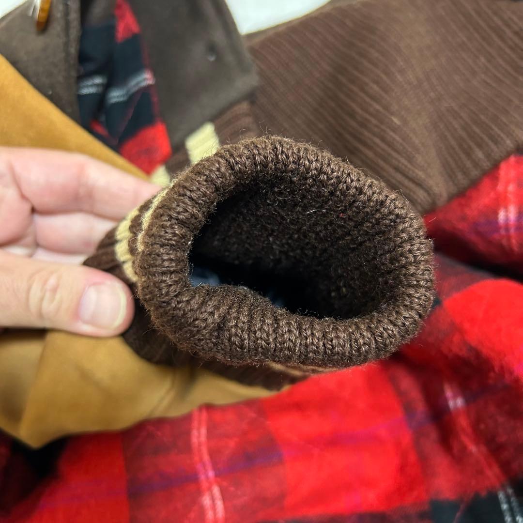 【BLUE WORK ×SKOOKUM 】袖レザースタジャン 38 スクーカム