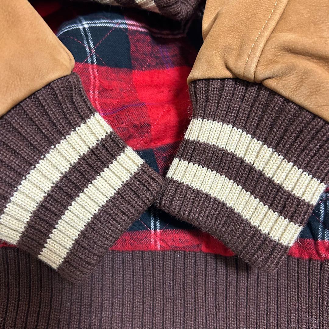 【BLUE WORK ×SKOOKUM 】袖レザースタジャン 38 スクーカム