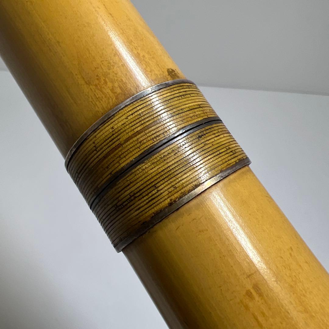 大宝在銘　銀三線尺八D 吹口カバー付　長さ約49㎝　東Y7-0908③