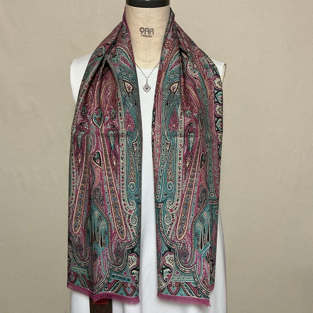 洗練されたデザイン　ETRO 正規品　ペイズリー スカーフ　ショール　D