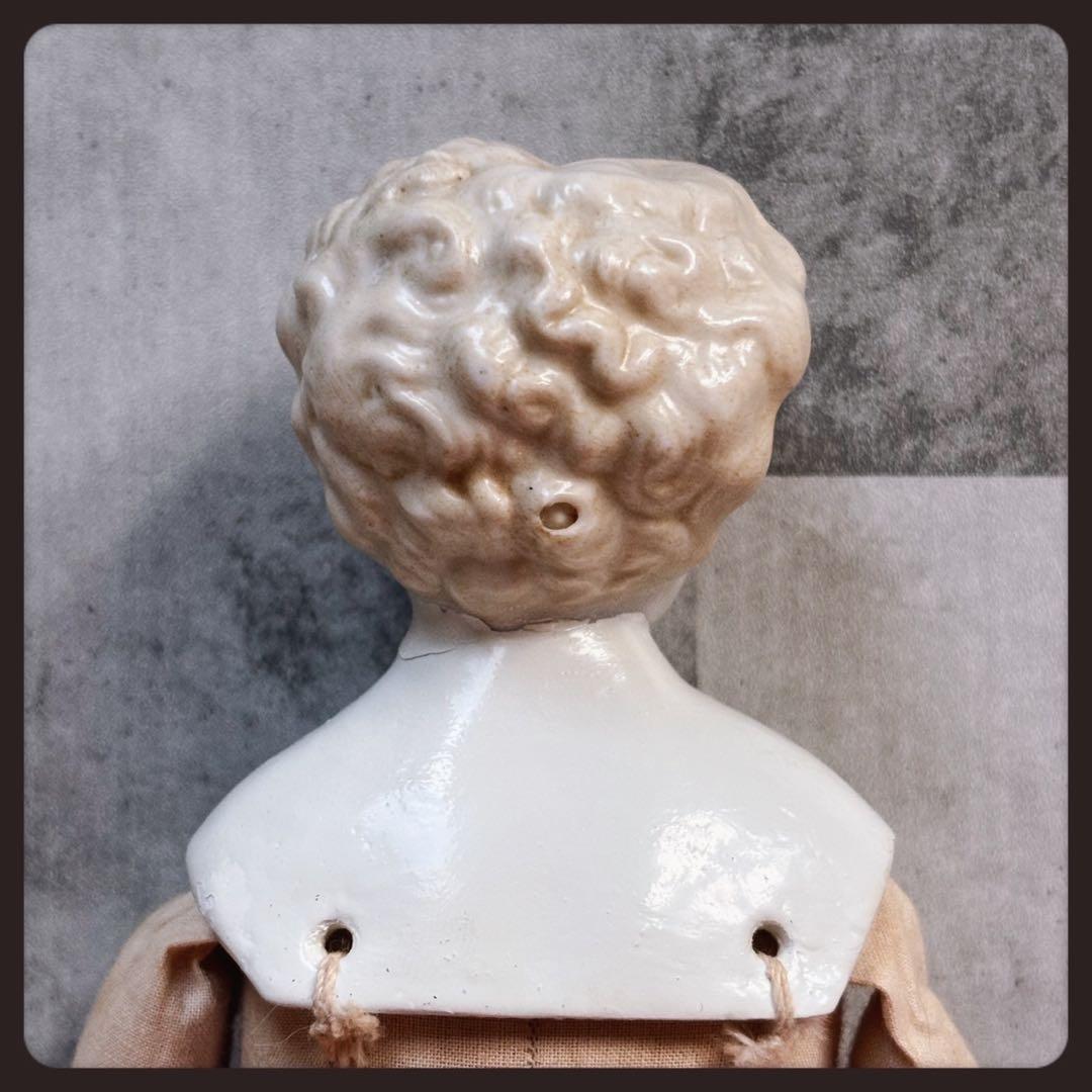 レアアンティーク ブロンド チャイナヘッドドール フラットトップ