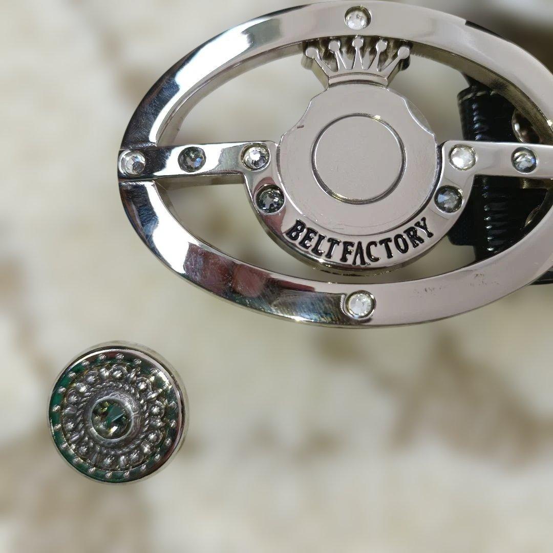 極美品】牛革ベルト BELTFACTORY マーカー付き 黒 ゴルフ 北海道