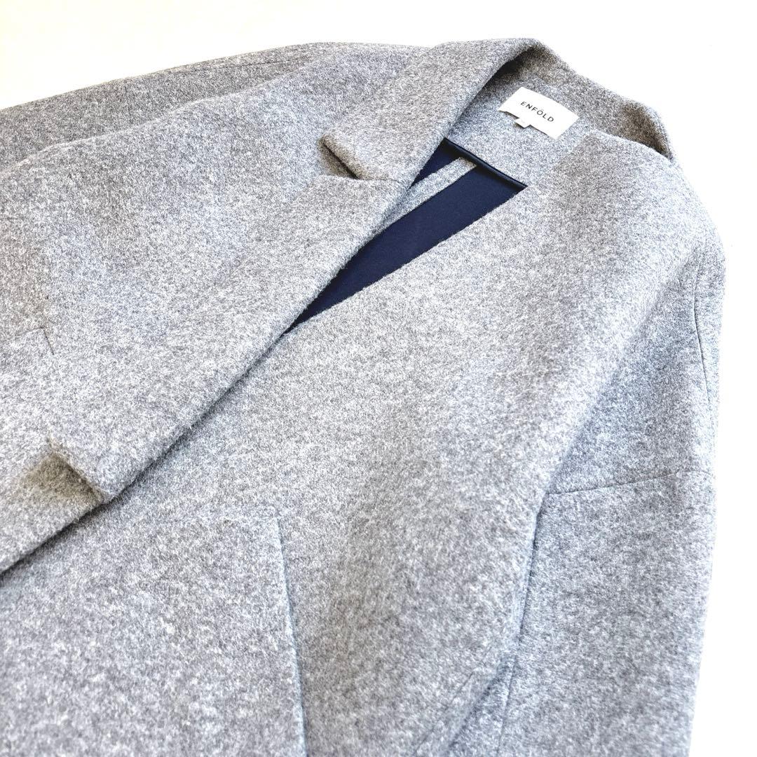 希少✨エンフォルド アシンメトリー ボンディングコート グレー ノーカラー 36