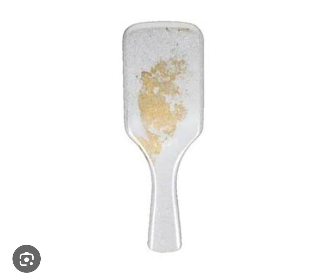 漆塗り天然木豚毛パドルブラシ小 白 金箔　1個