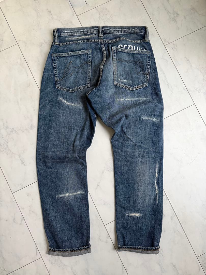 藤原ヒロシSEQUEL FRAGMENTダメージデニムパンツ M