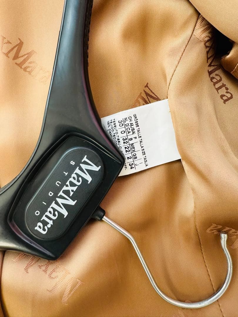 美品MaxMaraリアルトミンクファーフード付きコート☆キャメル100%ベージュ