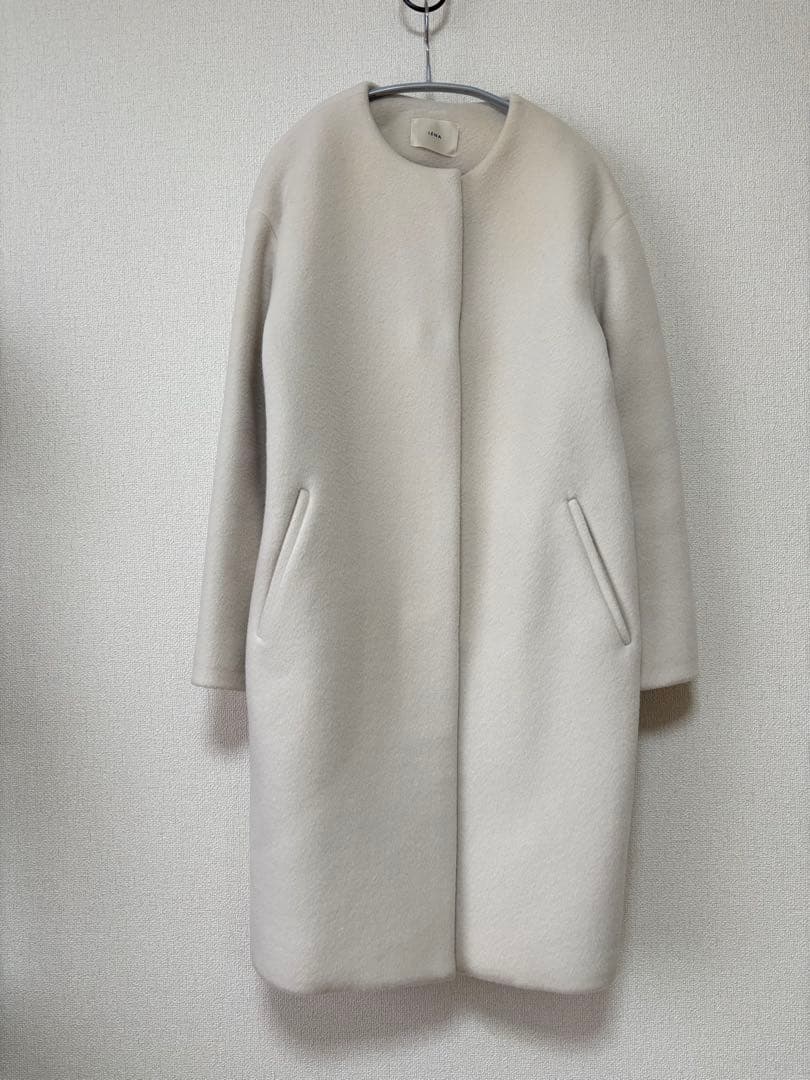 IENA ラムウールノーカラーコート #ナチュラル